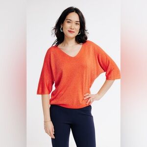 Armand Thiery Batwing sleeve sweater Vibrant Red V-Neck Sweater with Soft Knit